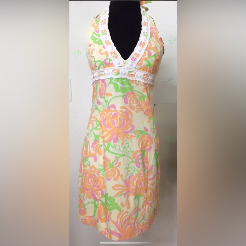 Lilly Pulitzer Multicolor Floral Halter Dress. Size 6 - Picture 4 of 5
